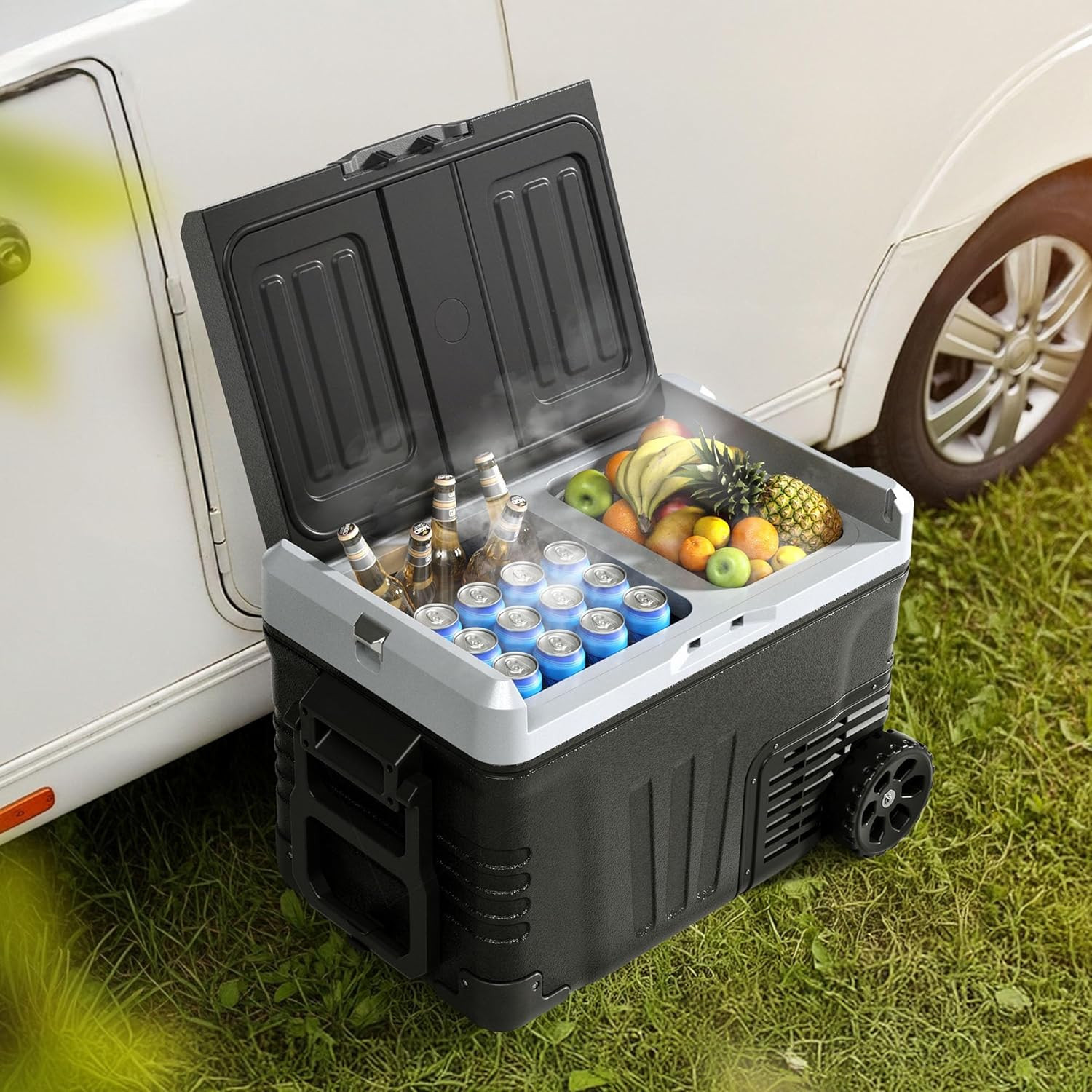 12 Volt Refrigerator, 53QT(50L) Electric Cooler, Portable Freezer 12V/24V DC 100