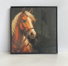 Framed Horse Canvas Print Wall Art 13x13 Western Equestrian Home D cor