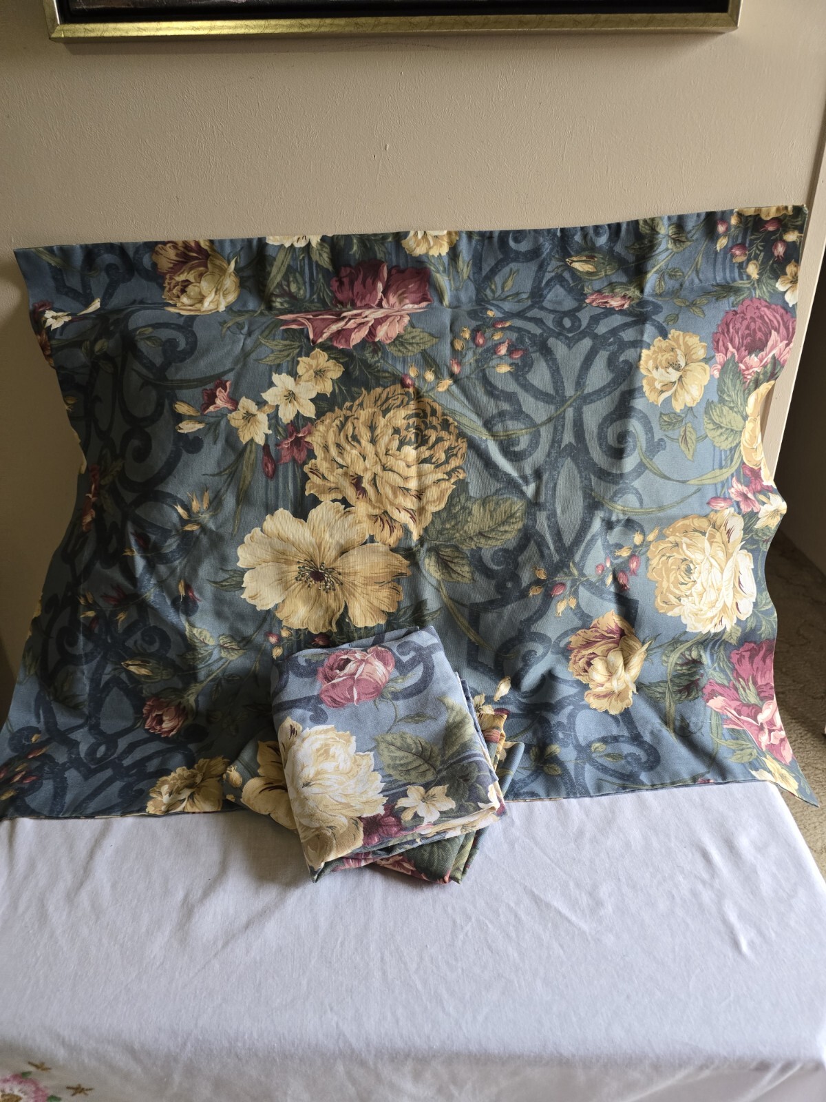 Set Of 3 Dan Rivers Blue Multicolor Floral Standard Pillow Shams Pre-owned