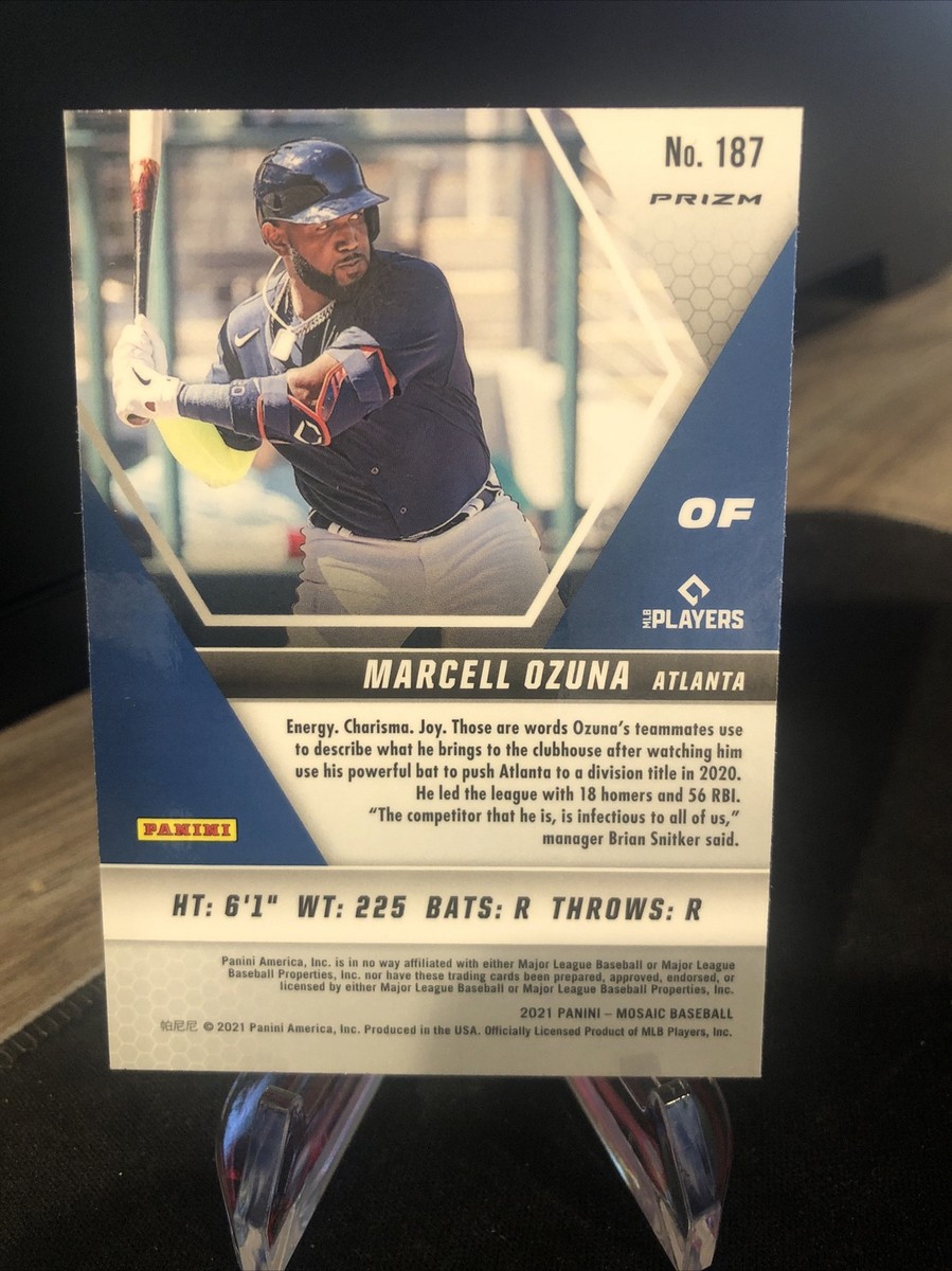 2021 Panini Mosaic Reactive Blue Prizm #187 Marcell Ozuna Braves