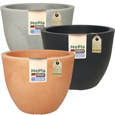 MePla - Pflanzkübel Siena ø 30 - 60 cm, Grau, Anthrazit, Terra - FROSTFEST