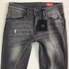 BNWT MENS VOI HAMMER SMITH SKINNY GREY RIPPED JEANS SIZE 30 R W30 L31 (468G)