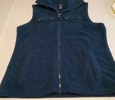 Chaps Ralph Lauren Women  s Fleece Vest ,Blue Green, Full Zip, Snap/Pocket