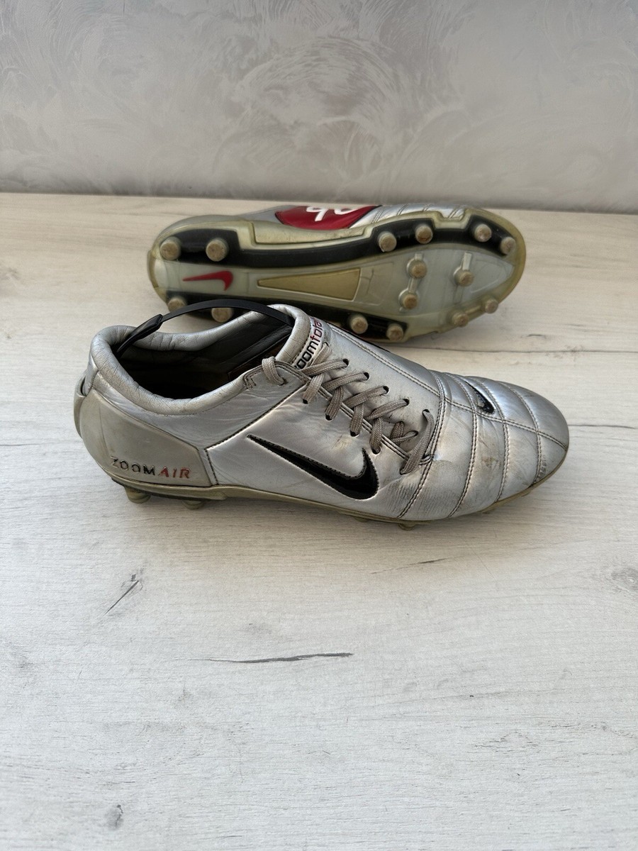 Nike Total 90 Zoom Air Silver Red Football Cleats Boots Figo US12