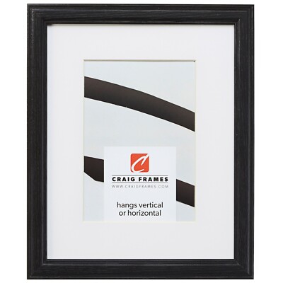 Craig Frames Wiltshire 236, Simple Black Hardwood Picture Frame With Single Mat