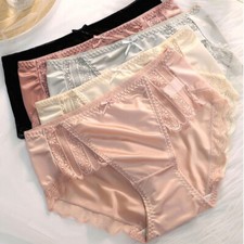 5 Pack Lot Women Briefs Bikini Side Lace Satin Panties Seamless Silky Cool Brief