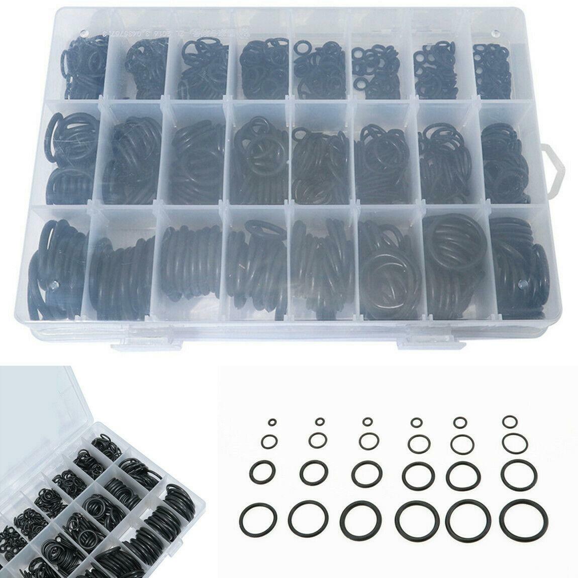 1200x 24 Sizes Sealing Ring Black Nitrile Rubber O Ring Assortment Kit for Car