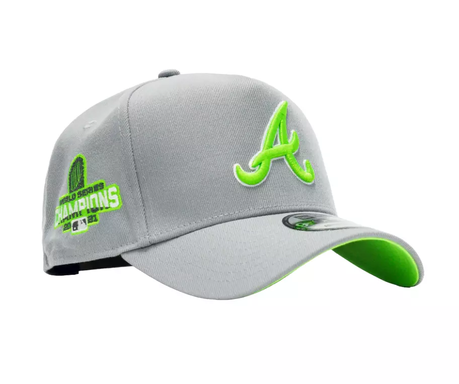 New Era Atlanta Braves 2021 World Series Patch 9FORTY Snapback Hat Gray /  Green