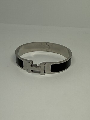 Hermes Clic H Bracelet Silver / Black Logo