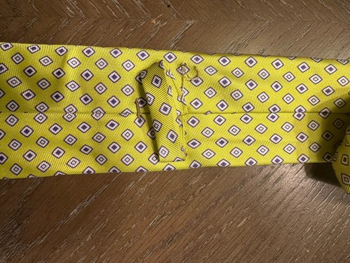 Kiton Napoli Tie Yellow Geometric Silk Handmade in Italy - Picture 3 of 4