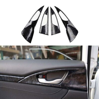 For Honda Insight 2019-2022 4pcs Cover Trim Wood Grain Black Inner Door Handle