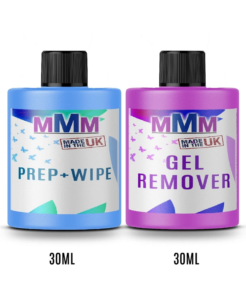 MMM Nagelgel Politur Vorbereitung + und Wischen & Entferner UV LED Maniküre Aceton 2x30ml