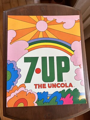 Vintage 1971 7UP The Uncola Psychedelic Decal Sign Sticker Peter Max Inspired