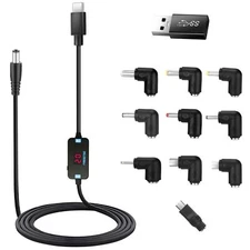 USB C to DC AdapterBarrel PD Trigger Cable3.3ft with 10 Connector TipsUSB to