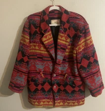 Vintage Circa outdoor living southwest blanket jacket Aztec print 1X