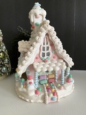 Battery-Operated LED Light Up Pastel Gingerbread House Holiday Christmas Decor