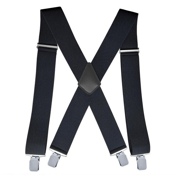 Men's Suspenders X Back Adjustable Leather Elastic X-Shaped Hooks Pants Braces