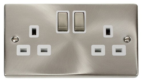 Click Deco Satin Chrome White Insert Socket & Switches Range - Picture 2 of 44