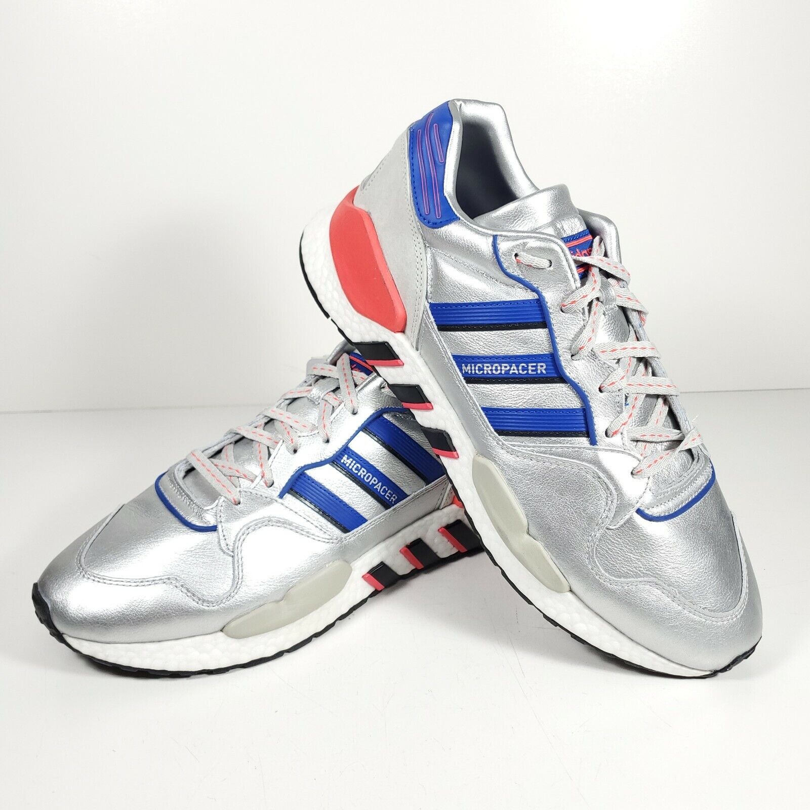 Adidas ZX930 X EQT Mens Shoes Silver Metallic-Power Blue-Shock Red ef5558  sz 9