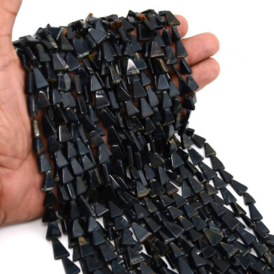 100% Natural Black Tiger Eye Gemstone Beads Strand Triangle 13inch Wholesale Lot