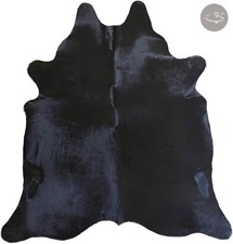 Alfombra de cuero de vaca 100 % cuero genuino negro alfombra de piel de animal