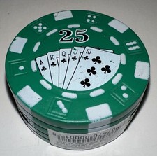 Refillable 25 Green Poker Chip Butane Cigarette Lighter Working Spark ***READ***