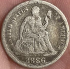 1886-P Fine Silver Seated Liberty Dime,  Nice *Better Grade* Vintage Coin