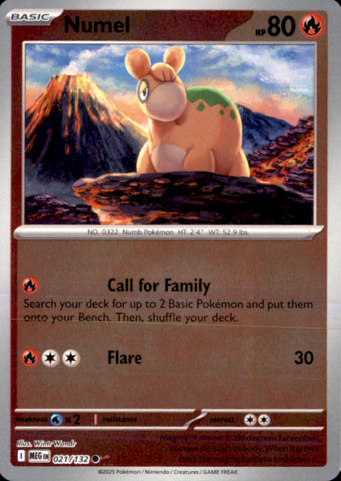 Numel Reverse Holo Common ME01: Mega Evolution 021/132 NM Wintr Wandr 2025