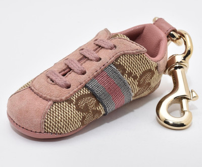 GUCCI Bag Charm Key ring Pink Sneaker GG Monogram Canvas Beige Sherry Line Web