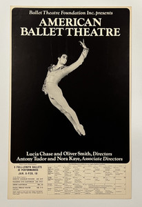 1980 American Ballet Theatre Window Card Poster Lucia Chase Oliver Smith Vintage