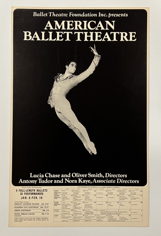 1980 American Ballet Theatre Window Card Poster Lucia Chase Oliver Smith Vintage