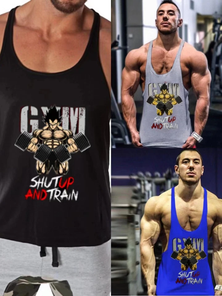 Men's Stringer Muscle Bodybuilding Shirt Tank Top Gym Singlet Fitness Sport Vest - Image 2 of 4