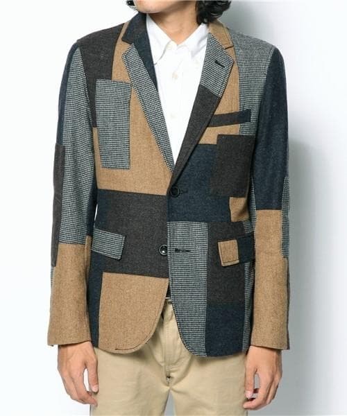 Excellent Condition Size M BEAMS Patchwork Tweed … - image 2