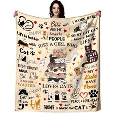 50x40in Cute Kitten Pet Throw Blanket Cat Gifts for Cat Lovers Women Girls