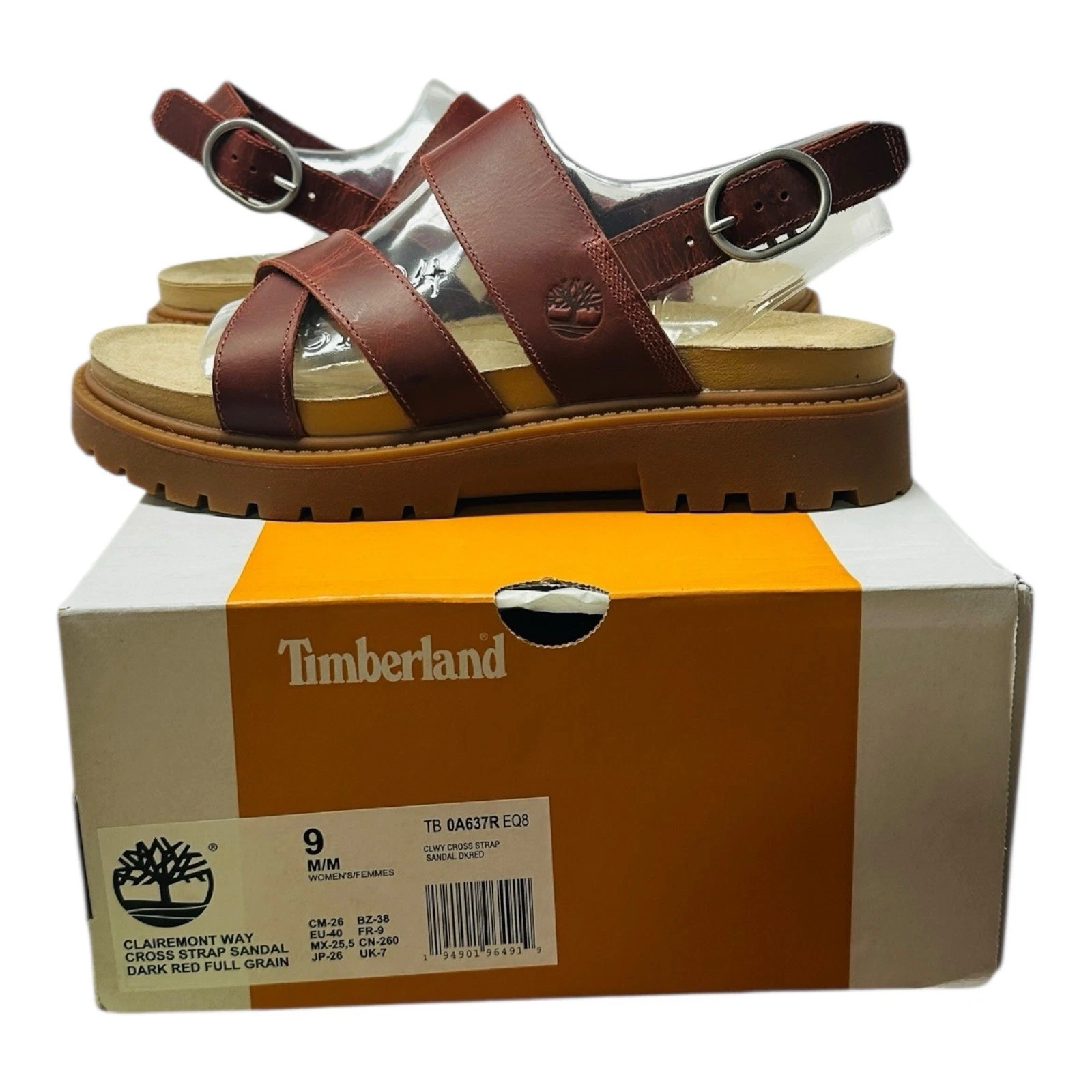 Sandali da pescatore Timberland CLAIREMONT WAY nuovi con scatola donna TB0A5ZKZ EQ8 rosso scuro