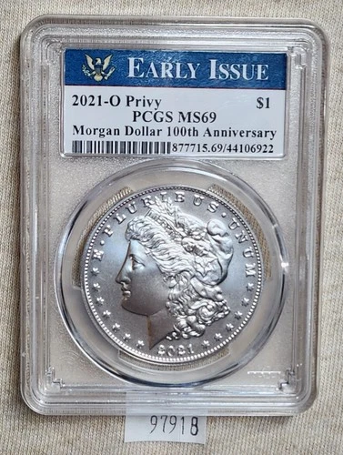 WPCoins ~ 2021-O Morgan Dollar PCGS MS69 100th Anniversary