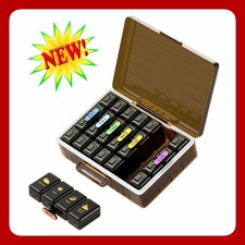 New Weekly Pill Organizer 4 Times a Day 7 Large Medicine Box Case Brown