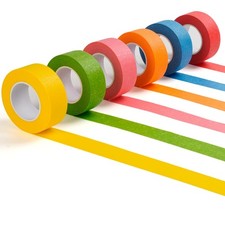 Colored Masking Tape 1 Inch x 22 Yards x 6 Rolls Colored Painters Tape Drafti...
