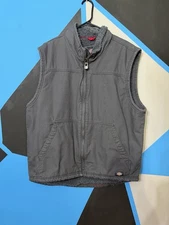 VNT Dickies Vest Mens  Canvas Quilt Lined Workwear Full Zip Up Utility  Large