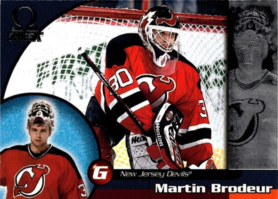 #ad 1998 99 Pacific Omega Martin Brodeur Devils HOF Goalie Sample Promo $2.50