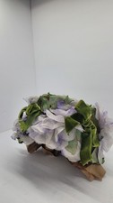 Vintage 1950s Style Unbranded Floral Green  Purple Hat with Netting
