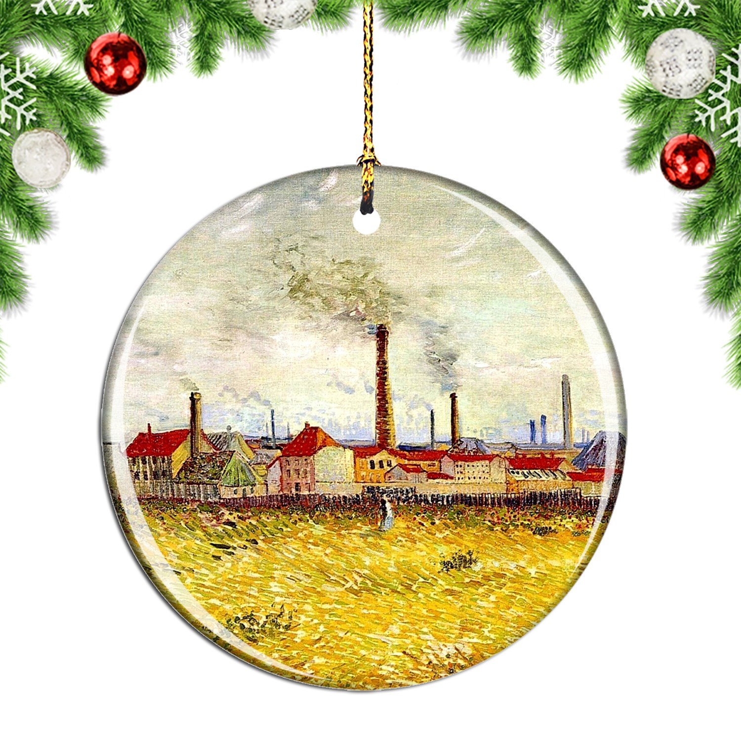 Van Gogh Factories At Asnieres Painting Christmas ornament city travel souvenir