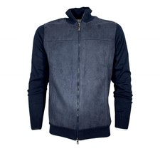 Cashmere Company Full Zip Jacket Cotton  Cashmere Details in Alcantara Blue