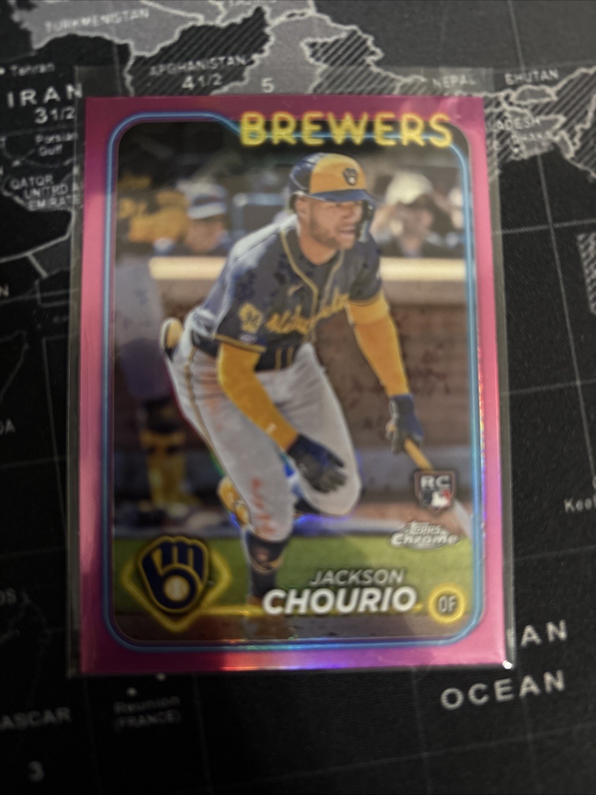 2024 Topps Chrome - Jackson Chourio #161 Pink Refractor (RC)