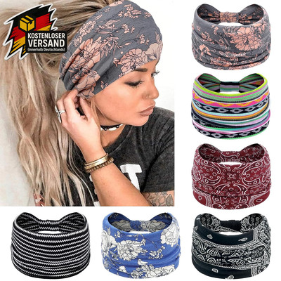 Haarband Damen Sommer Elastisch Breit Stirnband Yoga Haarreifen Boho 6st
