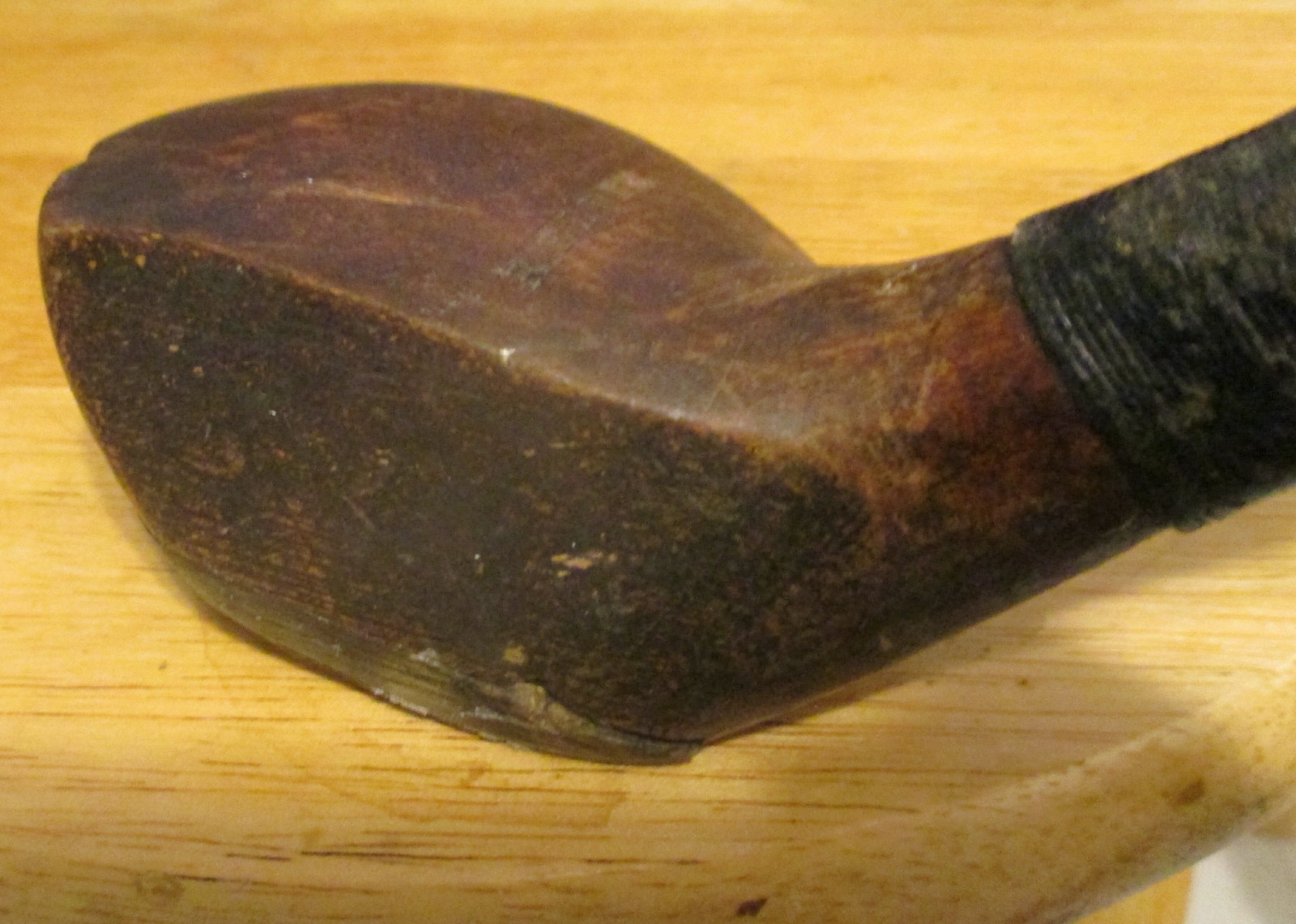Splice Neck (Scare Head) Wood Hickory Shaft Driver Golf Club Circa 1910