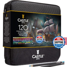 Castle Art Supplies 120 Colored Pencils with Zipper Quality Soft Coloured Lead
