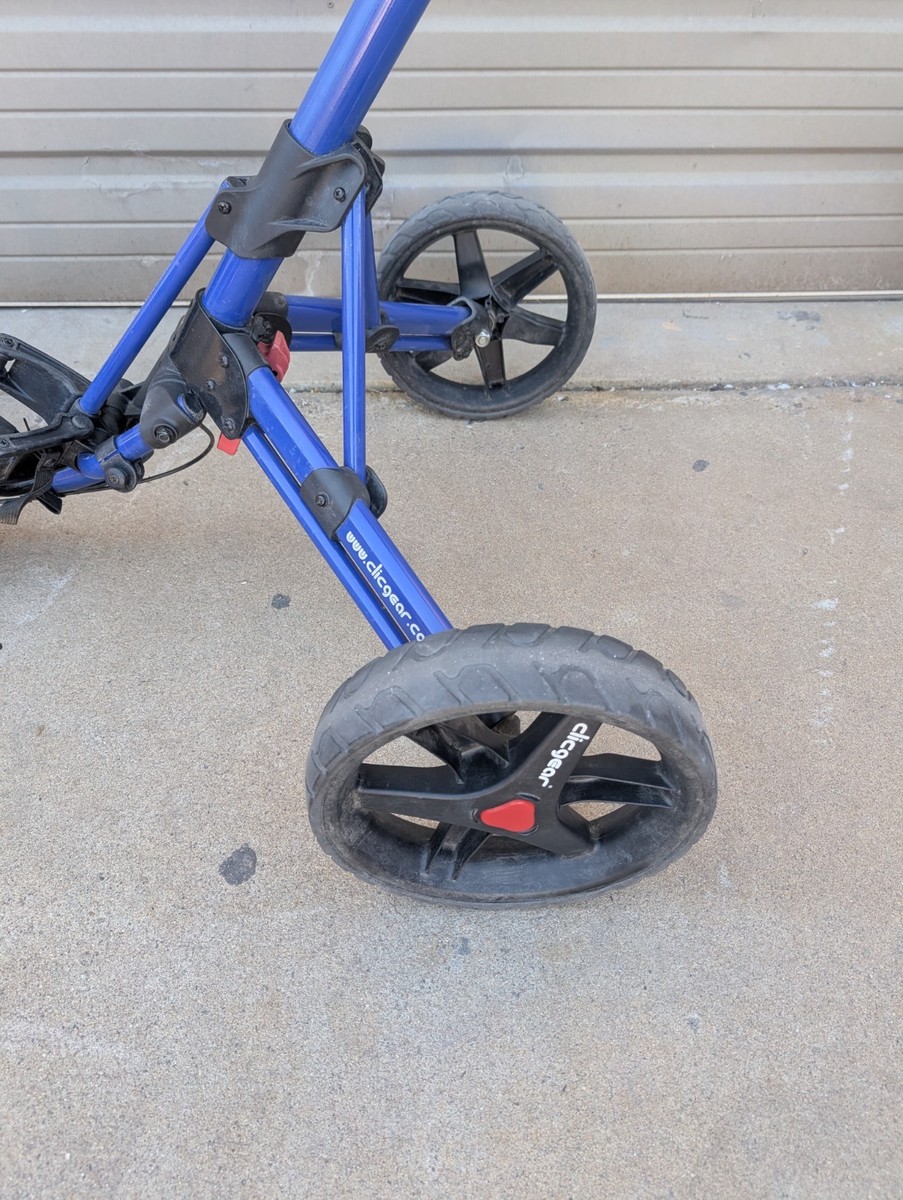 Clicgear 3 Wheel Golf Push Cart Blue Folding Adjustable Handle No