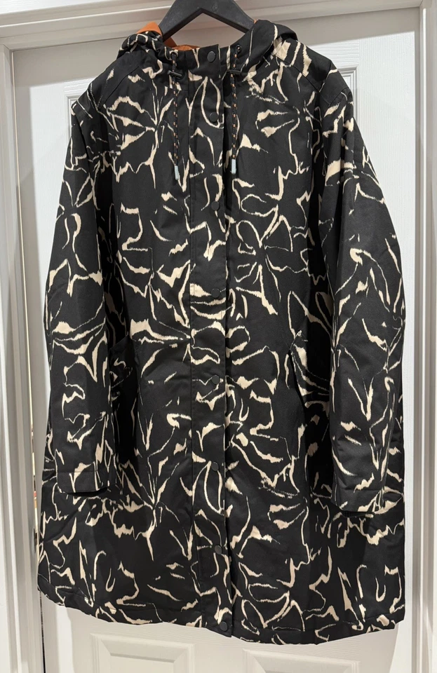 White Stuff Willow Waterproof Coat- Black/Neutral/Orange Colours- Size 22- BNWT - Image 3 of 4