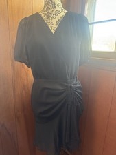 Loft  Side Ruched Flare Little Black Dress, 4P,  NWT.